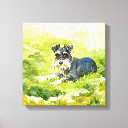 Miniature Schnauzer Watercolor Digital Art Canvas Print