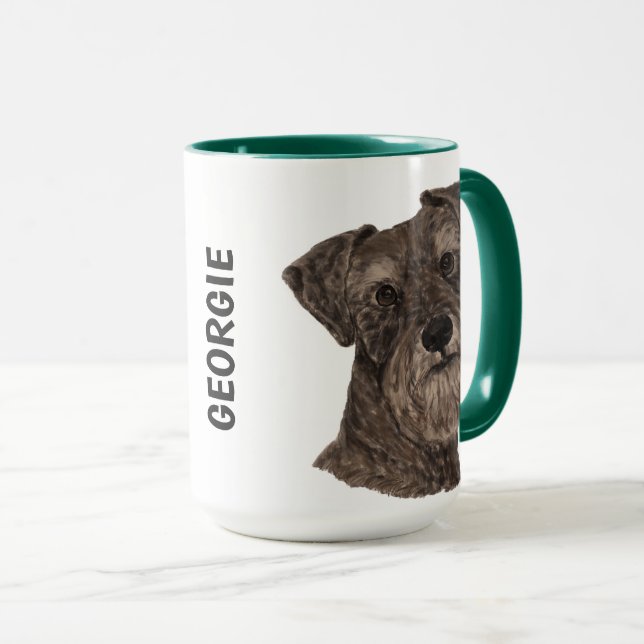 Miniature Schnauzer Watercolor Personalized Mug (Front Right)