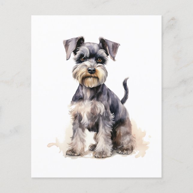 Miniature Schnauzer watercolor print Dog art print Flyer (Front)