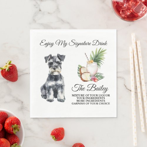 Miniature Schnauzer Wedding Signature Drink Napkin