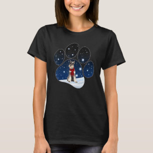 Miniature Schnauzer Winter Snow Paw Dogs Christmas T-Shirt