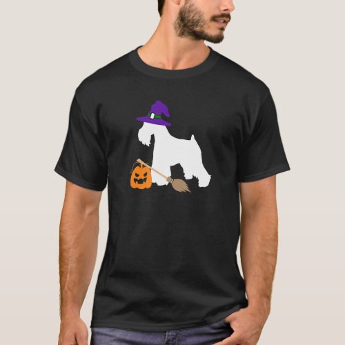 Miniature Schnauzer Witch Hat Halloween Dog Costum T_Shirt