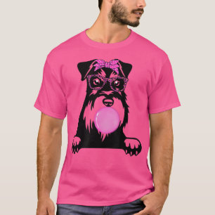 Miniature Schnauzer with bubble gum bandana glasse T-Shirt