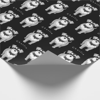 Miniature Schnauzer With Your Dog's Name Wrapping Paper by DoodleDeDoo at Zazzle