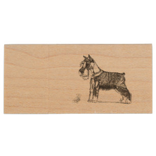 MINIATURE SCHNAUZER WOOD FLASH DRIVE