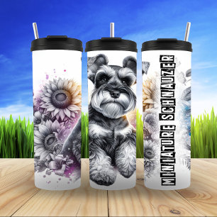 Miniature Schnauzer's Floral Charm Thermal Tumbler