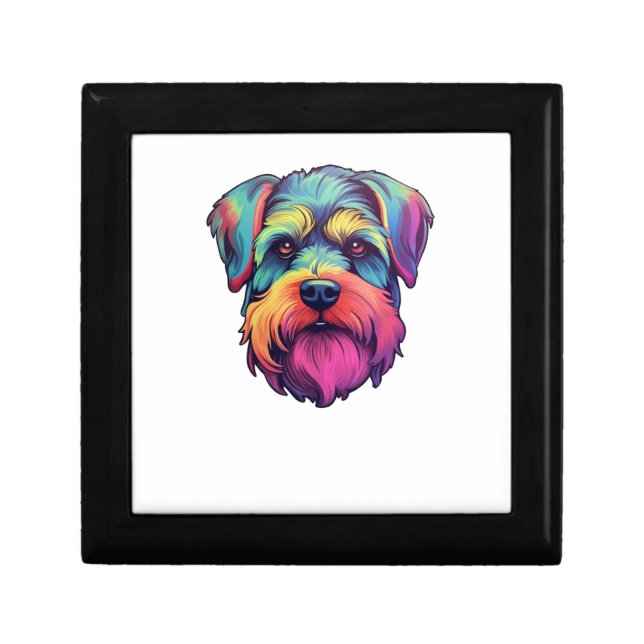 Miniature Shining Schnauzer Neon Retro Sticker   Gift Box (Front)