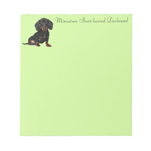 Miniature Short Haired Dachsund Notepad (Front)