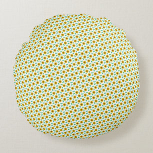 Miniature Sunflowers & Botanical Leaves Pattern Round Pillow