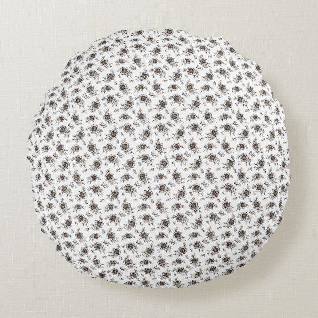 Miniature Sunflowers Pattern Round Pillow (Front)