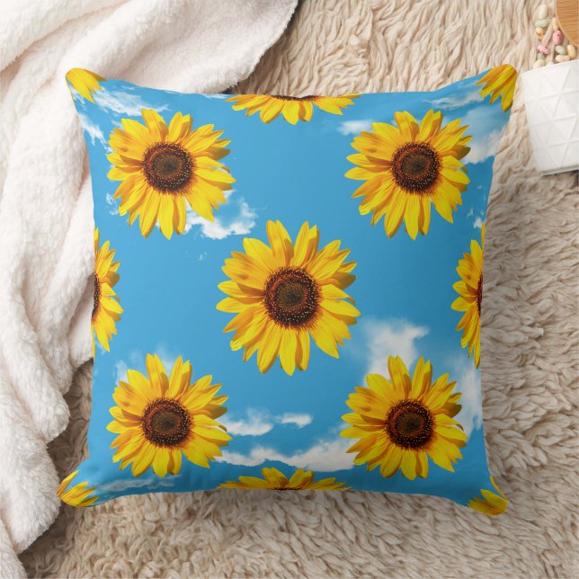 Miniature Sunflowers Pattern Throw Pillow (Blanket)