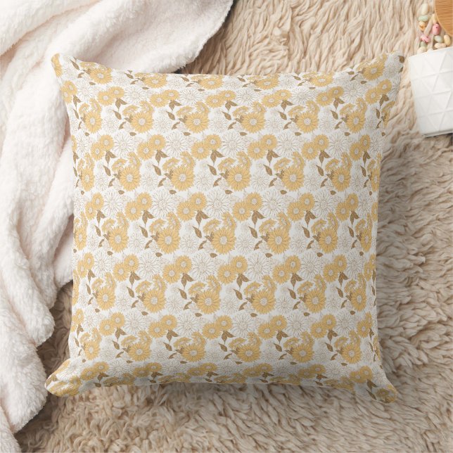 Miniature Sunflowers Pattern Throw Pillow (Blanket)