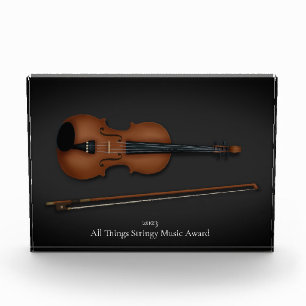 Miniature Violin & Bow Classical Music Acrylic Award