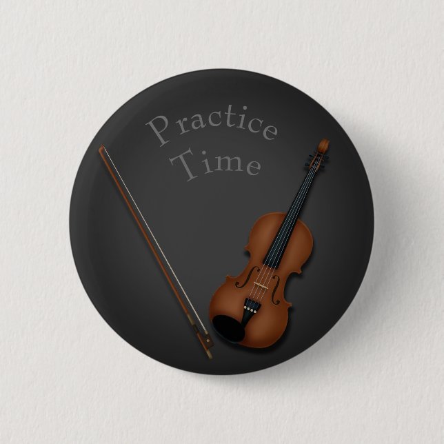Miniature Violin & Bow Inside Personalized Button (Front)