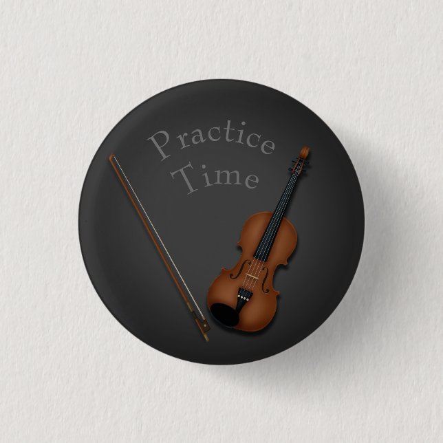 Miniature Violin & Bow Inside Personalized Button (Front)
