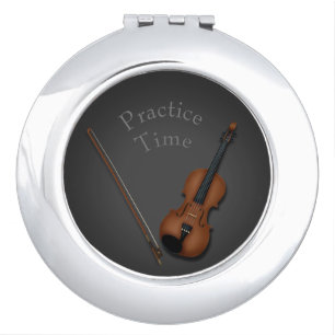 Miniature Violin & Bow Inside Personalized Compact Mirror