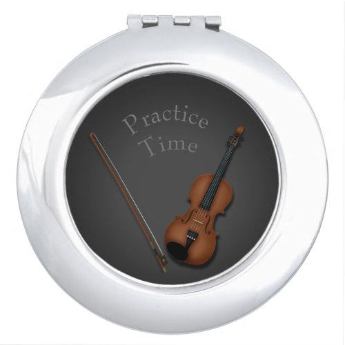Miniature Violin  Bow Inside Personalized Compact Mirror
