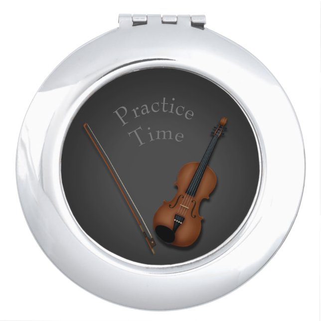 Miniature Violin & Bow Inside Personalized Compact Mirror (Front)