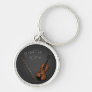 Miniature Violin & Bow Inside Personalized Keychain