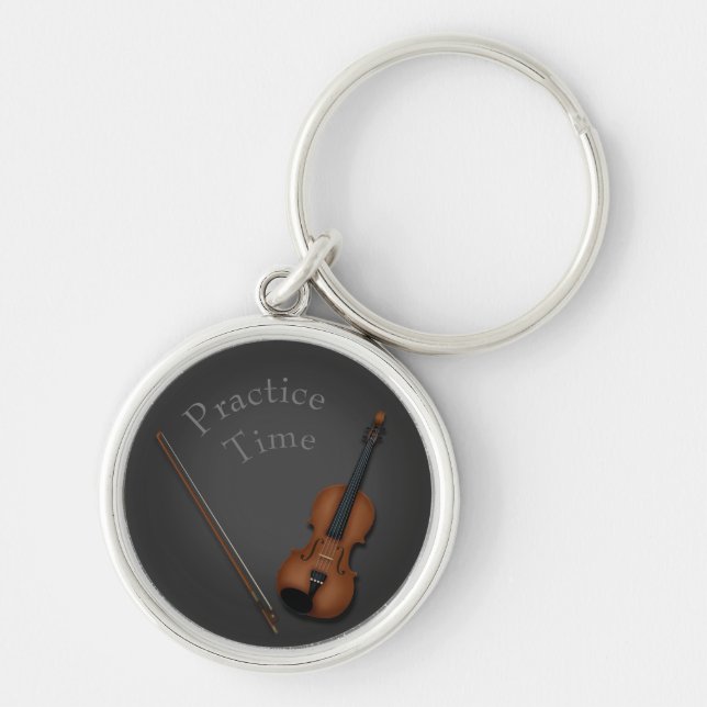 Miniature Violin & Bow Inside Personalized Keychain (Front)