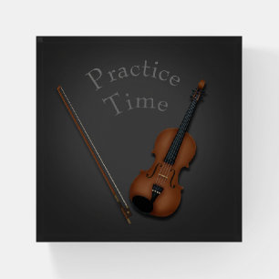 Miniature Violin & Bow Inside Personalized Paperweight
