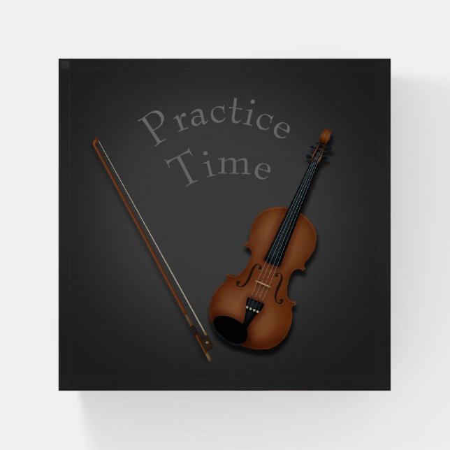 Miniature Violin & Bow Inside Personalized Paperweight (Front)