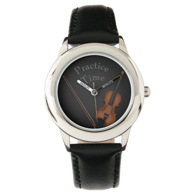 Miniature Violin & Bow Inside Personalized Watch (Front)