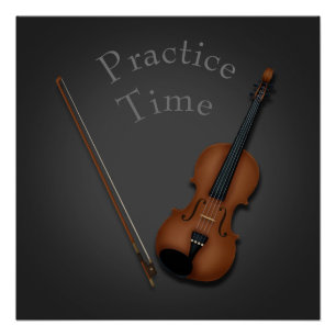 Miniature Violin & Bow Personalized Practice Room Poster