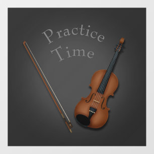 Miniature Violin & Bow Personalized Practice Room Wall Decal