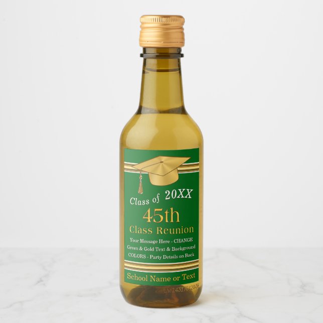 Miniature Wine Bottle Labels, Green and Gold Wine Label (Front)