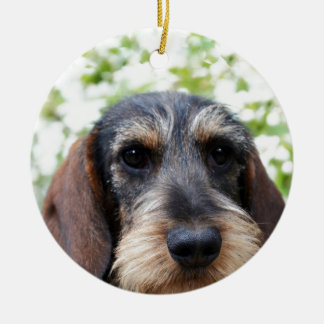 Miniature Wire Haired Dachshund Ceramic Ornament