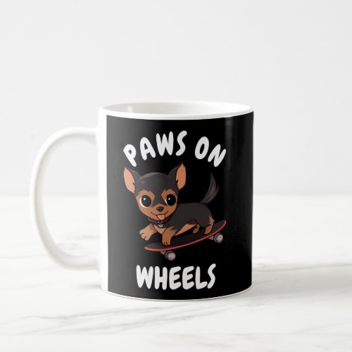 Miniaturecher Paws On Wheels Dog Skateboarding Coffee Mug