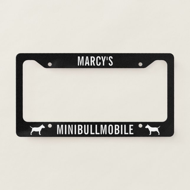 Minibullmobile Miniature Bull Terriers Dogs Custom License Plate Frame (Front)