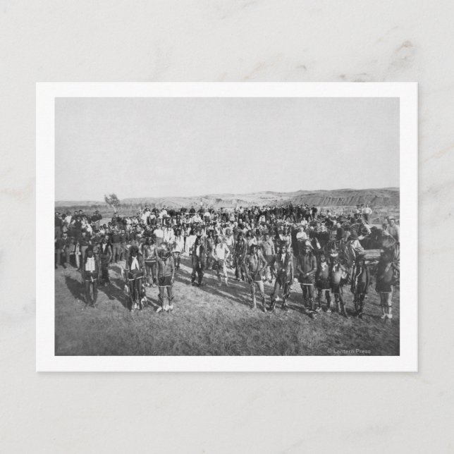 Miniconjou with White Soldiers Postcard (Front)