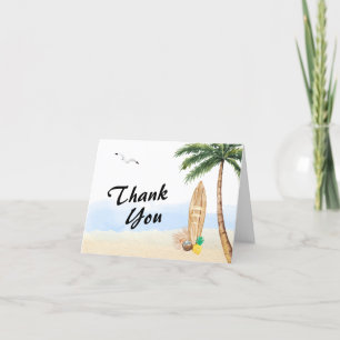 Miniimal Blue Sky Tropical Beach Surf Baby Shower Thank You Card