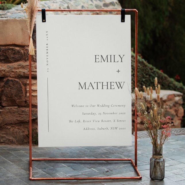 Minima Black And White Typography Wedding Welcome Foam Board (Creator Uploaded)