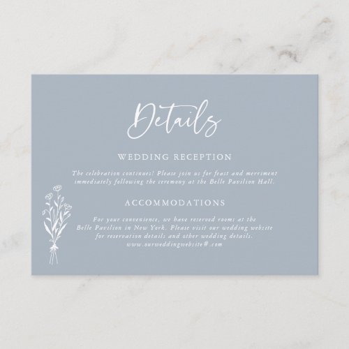 Minimailist Bouquet Dusty Blue Wedding Details