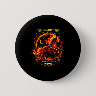 Minimal 1966 Year Fire Horse 60th Button
