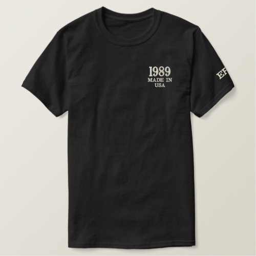 Minimal 1989 Made in USA Epic Year Born White Embroidered T_Shirt