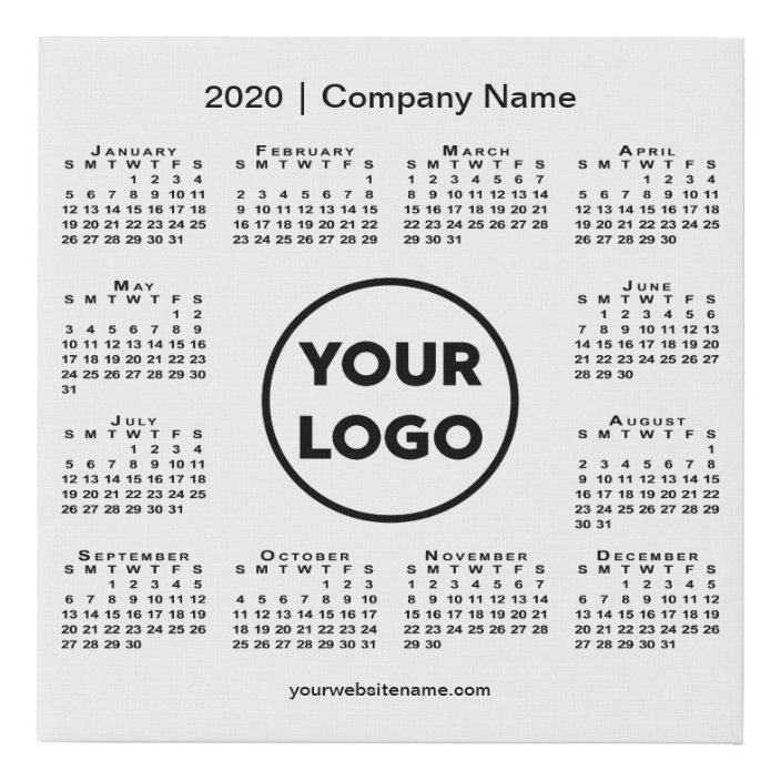 Minimal Calendar With Company Logo And Name Faux Canvas Print Zazzle Com