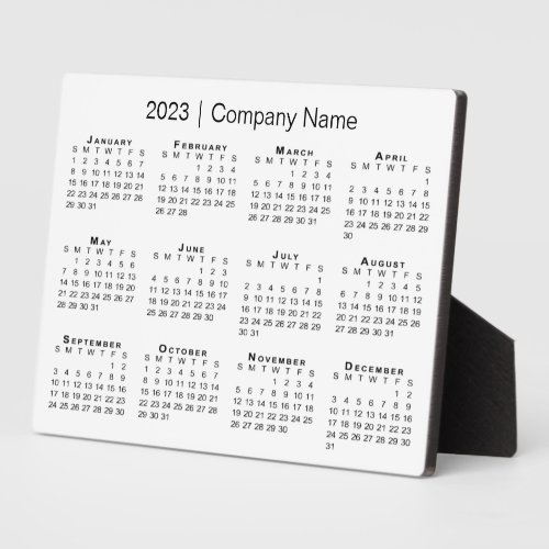 Minimal 2023 Calendar Company Name Desktop Plaque