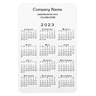 Minimal 2023 Calendar Company Name Info on White Magnet