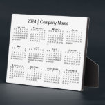 Minimal 2024 Calendar Company Name Desktop Plaque<br><div class="desc">Minimal professional desktop calendar features a black 2024 calendar on a white background. Add your company's name in the sidebar. (Changing the 2024 year text will NOT change the calendar.) If you'd like a different color background to match the color of your business brand, tap "Edit using Design Tool" and...</div>