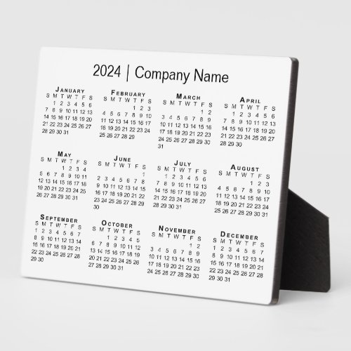 Minimal 2024 Calendar Company Name Desktop Plaque