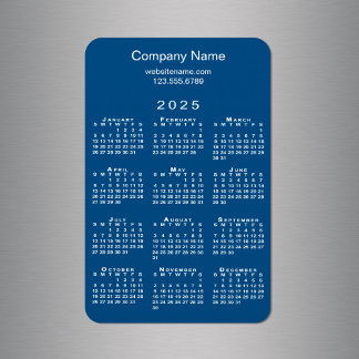 Minimal 2025 Calendar Company Name Blue Magnet