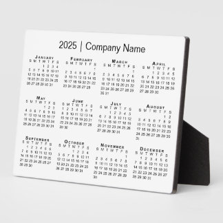 Minimal 2025 Calendar Company Name Desktop Plaque