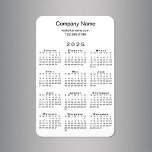 Minimal 2025 Calendar Company Name Info on White Magnet<br><div class="desc">Minimal black 2025 calendar on a white background features your company name and contact info or slogan at the top. Customize the text in the sidebar with your business name, website, phone number, address, or motto. Makes a great promotional giveaway for your customers. If you'd like a different color background...</div>