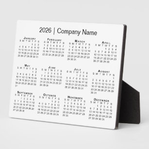 Minimal 2026 Calendar Company Name Desktop Plaque
