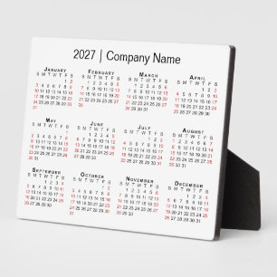 Minimal 2027 Calendar Business Name Desktop Plaque