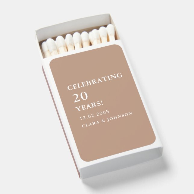 Minimal 20th Wedding Anniversary Gift for Couples Matchboxes (Front Open)